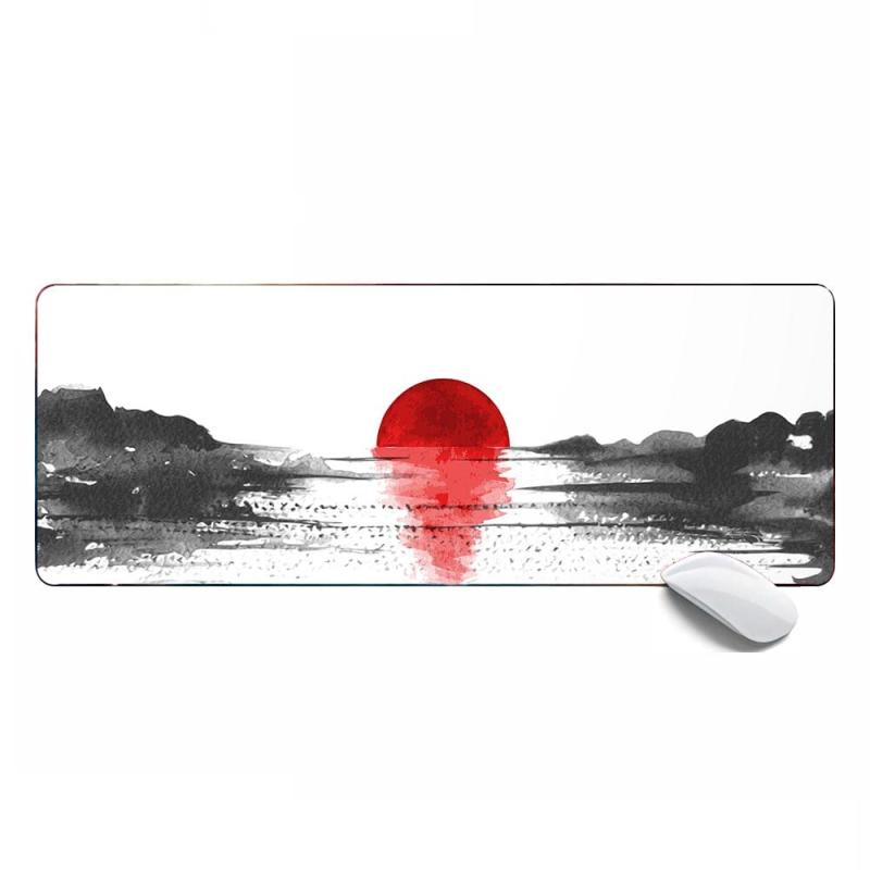 鼠标垫 - マウスパッド 大型 ゲーミング 水墨画 サクラ 太陽 マウスマット おおきい キーボードパッド ゴム底 光学マウス対応 滑り止め エレコム 耐久性が良い おしゃれ かわいい 防水 サイバーカフ
