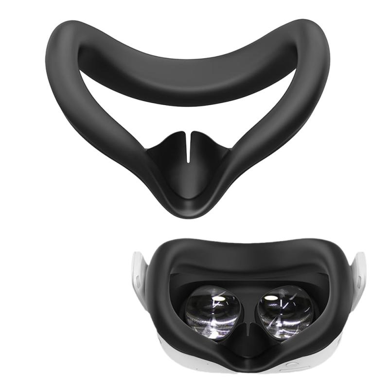 For Meta Quest 3S ケースシリカゲル保護カバー、軽くて便利、防塵 防漏 防汗 水洗可能、Meta Quest 3S VR部品に適用（ブラック）