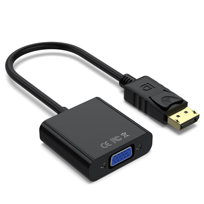 Displayport VGA変換アダプタ 最大解像度 1920×1080 高耐久性 MacBook DVD PCなど対応 モニタ プロジェクター
