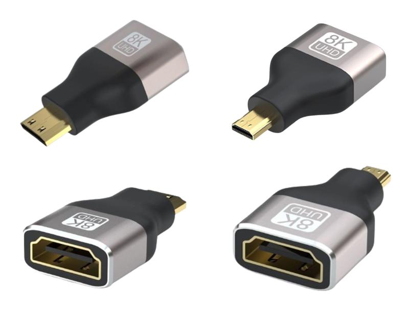 FregocS HDMI ミニ マイクロ 変換アダプタ 8K HDMIアダプタ コネクタ 便利な 4個セット オス メス mini micro HA4S03