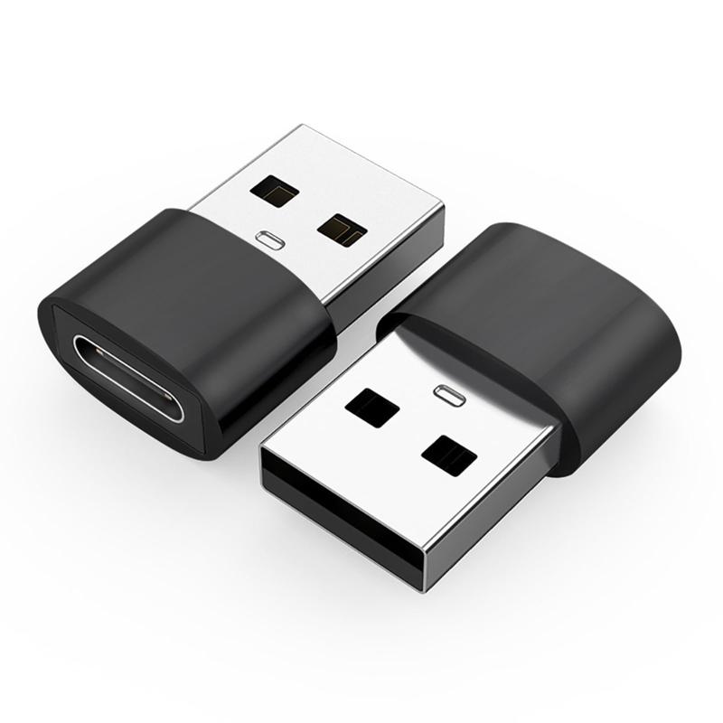 DERRON USB Type-C 変換アダプタ 高速データ転送同期 データ転送 適合Mac-Book/i-Pad/An-droid/X-peria アルミ合金製耐久設計 （ブラック2個入）