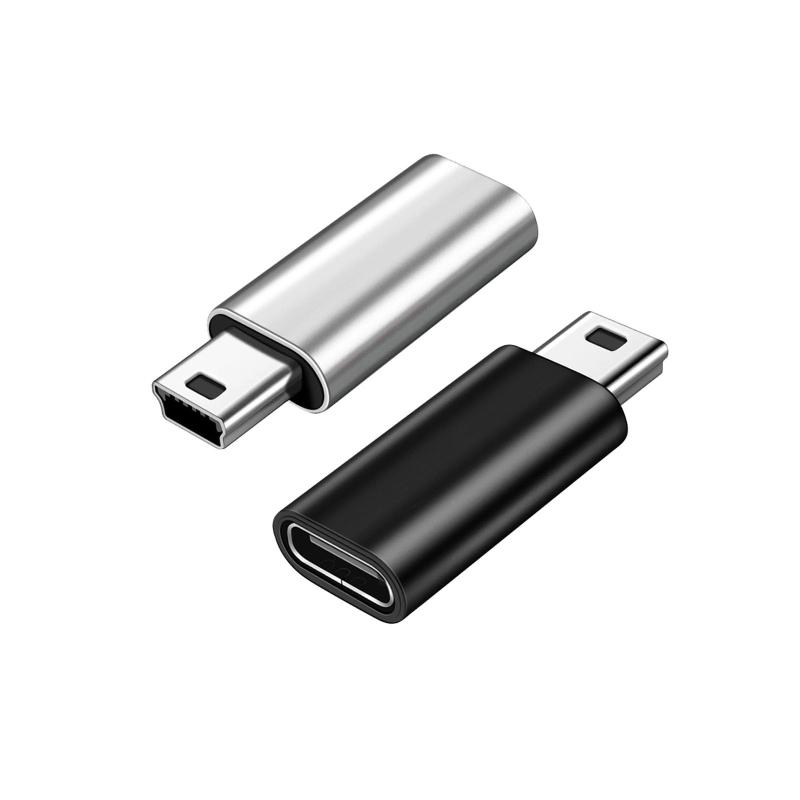 Type-C to ミニUSB アダプター 2個パック Type-C (メス) Mini USB (オス)アダプター 充電とデータ転送 ミニUSB mini変換アダプター デジタルカメラ、コンピュータ、GPSに対応(ブラック&amp;シルバー)