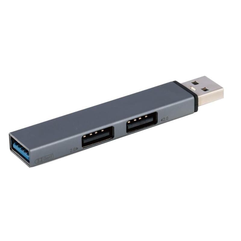 stellarshopのDigio2 USBハブ USB3.2Gen1+2.0 Type-A 3ポートハブ グレー Z0088｜アングル2