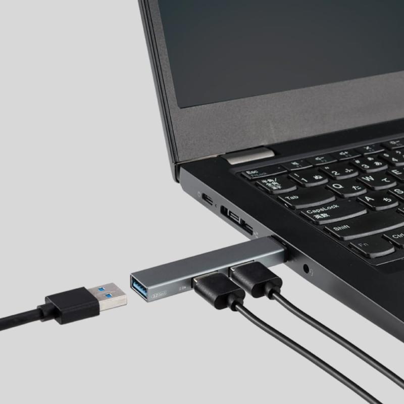 stellarshopのDigio2 USBハブ USB3.2Gen1+2.0 Type-A 3ポートハブ グレー Z0088｜アングル3
