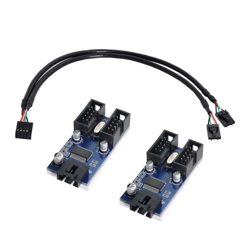 9pin USB 2.0ヘッダー1〜2/4メス延長ケーブルHUBコネクタアダプターポートMultilier