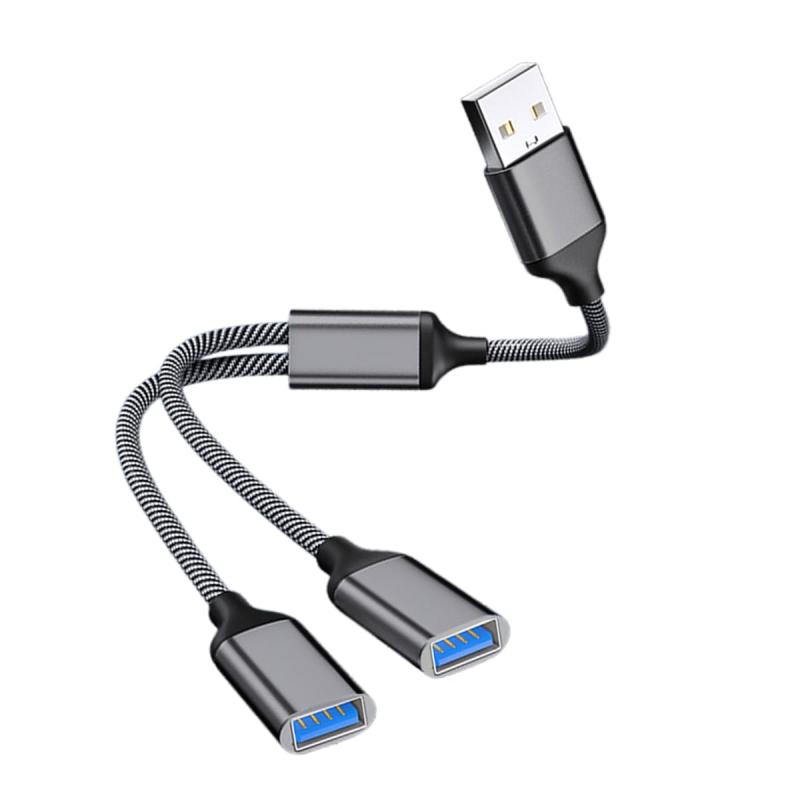 UrbanPulse USB分岐器 USB2.0スプリッタYケーブル 1進2出アダプタ 充電・データ伝送対応 ナイロン製 28cm マルチポート拡張ハブ マウス/USB/PC/Mac/自動車対応