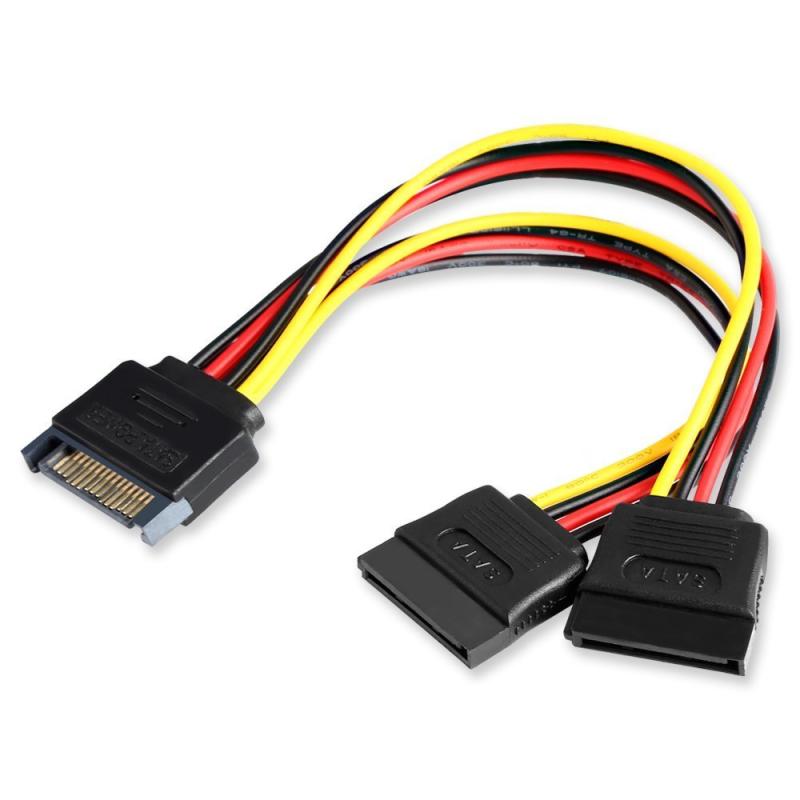 Duttek SATA電源Y字型スプリッタケーブルSATA 15ピン電源スプリッタケーブルアダプタ15ピンオスデュアルメス電源Y型ケーブル20cm