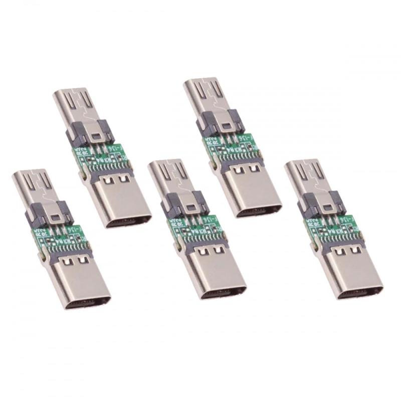 USB 2.0 マイクロ 5ピン メスコネクター USB Type-Cオス電源データ PCBテスト DIYボード PCBAアダプター ノートパソコン タブレット スマホ用 5個
