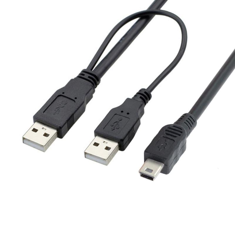 chenyang USB 2.0 - Mini USB 5ピン データケーブル 予備電源ケーブル付き ハードディスクドライブ用
