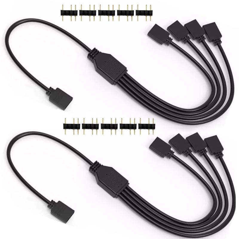 KILIGEN ARGB 1対4スプリッターケーブル 5V 3ピン アドレッサブルRGBスプリッター延長ケーブル ARGB LED同期ケーブル…