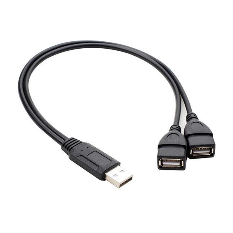 【送料無料】【2ポート/USB分岐ケーブル】USB 2.0 Aオス対2メス Y型分岐延長ケーブル 30cm データ転送&充電対応 ノートパソコン/自動車/携帯電話用 アルミ合金製 耐久性強化 (ブラック)