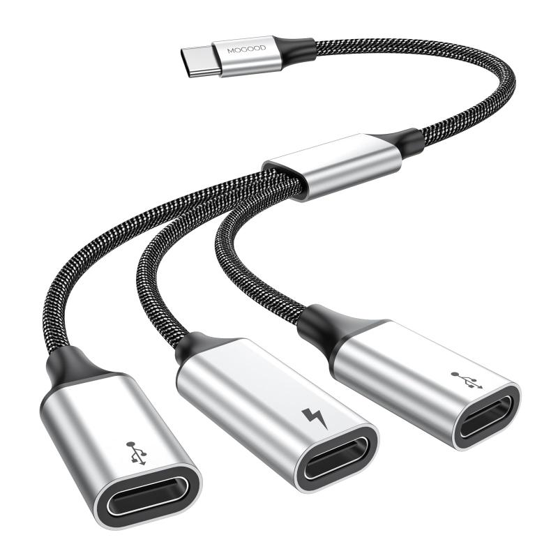 【送料無料】MOGOOD USB C 分岐器 3-in-1 USB C2.0 分岐器Yケーブル USB Cから3USB Cマザーアダプタ 3 USB Cポートハブ充電器 電源分岐アダプタ Mac、Xbox One Series X/S、PS4、PS5、ノートパソコン（ディスプレイには適用されない）