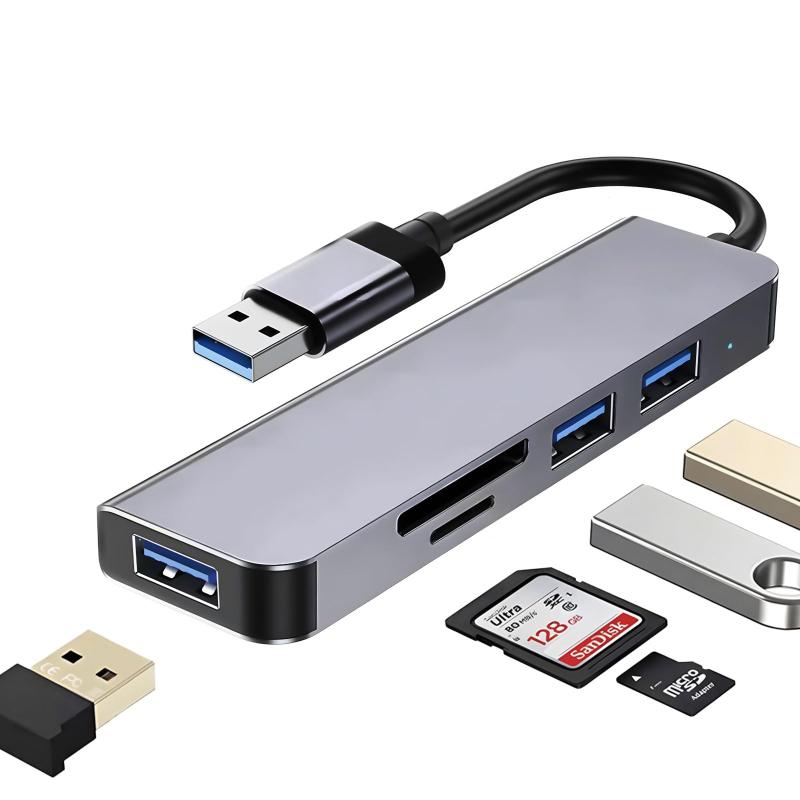 XuanGui USB/USB Cハブ5 in 1、USB/USB Cマルチポートアダプタ、USB 3.0 &amp; USB 2.0×2、SD &amp; TFカードリーダー、ラップトップ、デスクトップPC、スマートフォンなどのための超スリムな3ポート