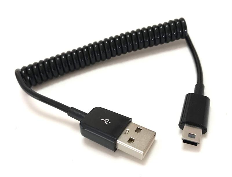 Access <20～60cm> コイル型 ミニUSB 充電ケーブル miniUSBL型ケーブル USB A端子 オス - USB mini-B端子 オス Mini28-K60-A