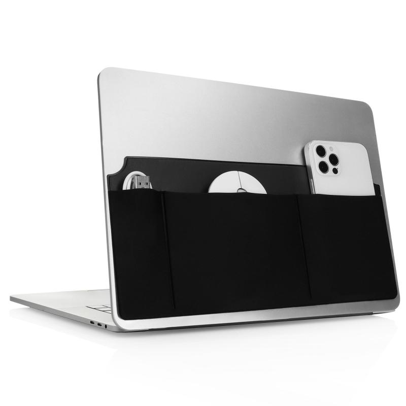 kwmobile 自己粘着式ノートパソコンオーガナイザー SSD外付けHDD 収納ホルダー - Wireless Mouse/Portable SSD/Portable HDD対応 ケース - 黒色