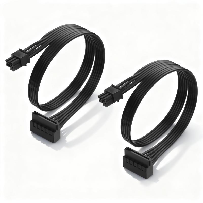 SinLoon 2개 미니 6Pin-SATA 전원 케이블(Optiplex, Precision 시리즈 대응) 미니 6핀-SATA 15핀 어댑터 연장 케이블 기계식 HDD·SSD·DVD/CD-ROM 드라이브용 40cm