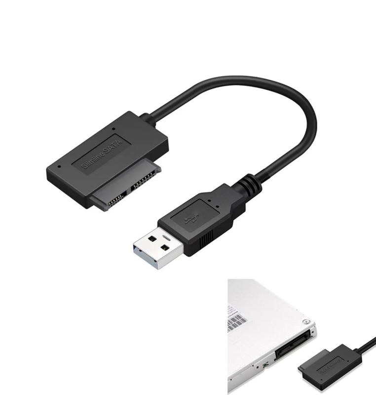usb sata 変換ケーブル for 外付けssd ケース - sata usb 3.0 13ピン ケーブル 内蔵光学ドライブ接続用 ドライバ不要 windows/mac対応 ラップトップ用