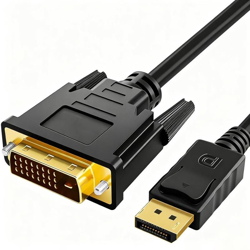 【送料無料】DisplayPort DVI 変換 1M/1.8M ナイロン編組 耐久ケーブル DP to DVI オス-オス デスクトップPC ノートパソコン モニター プロジェクター 接続用 安定伝送 アダプターコード 色：1M、サイズ：1M, 1.8M