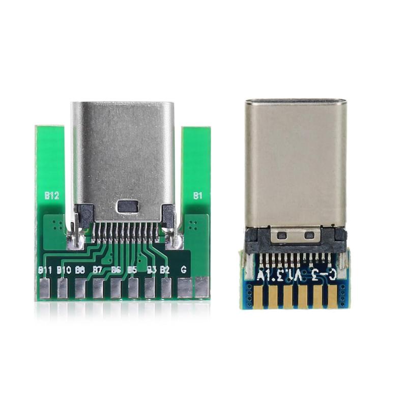 JSER DIY 24ピン USB 3.1 Type C オス&メス プラグ&ソケットコネクタ SMT はんだタイプ PCボード付き