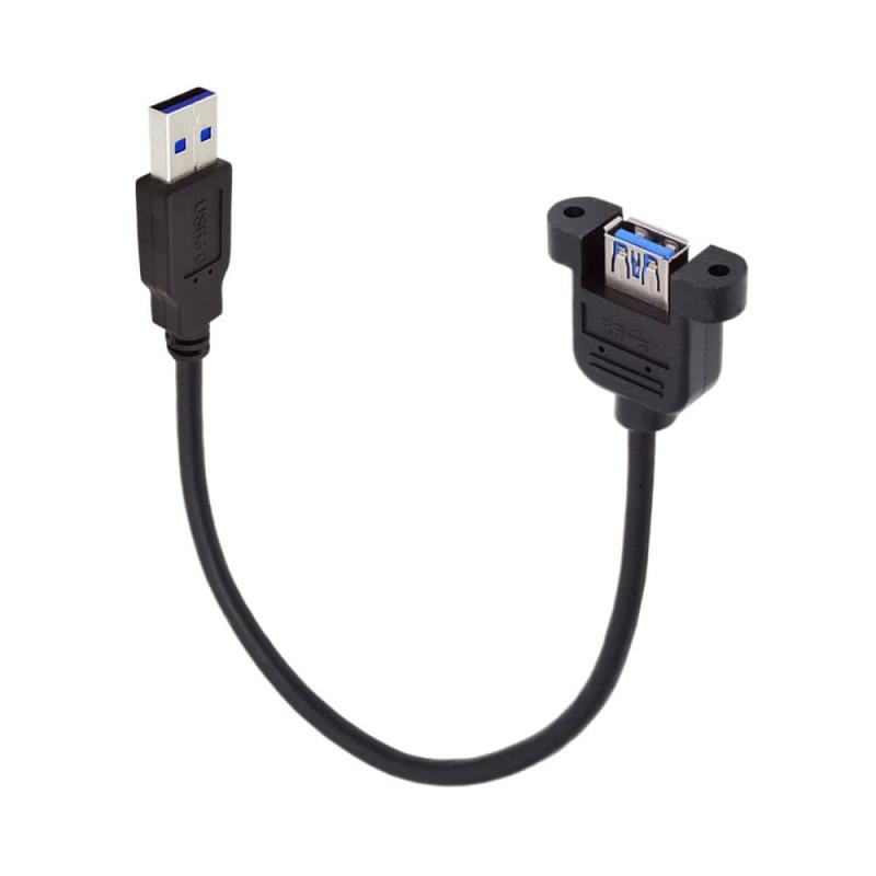 NFHK アングル型 USB 3.0 オス - メス タイプA パネル型ヘッダーケーブル 90度コネクタ 30cm