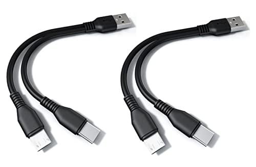 F.Wave【((20cm)) 充電 Type C MicroUSB 二股ケーブル 黒色 】 1本で USBーC とMicroUSB スマホ タブレットを2台同時に充電 TypeC Y字ケーブル 分岐ケーブル 2 in1 超便利 USBケーブル + F.