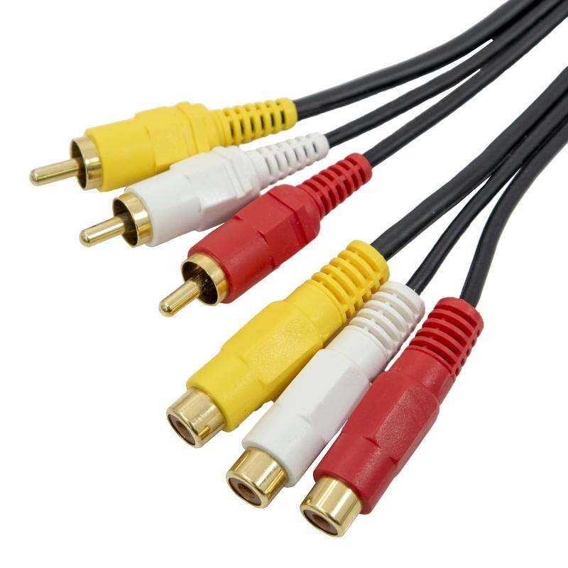 マクサー電機 RCA ビデオ延長ケーブル 3ピン-3ジャック 2m 赤・白・黄プラグ&amp;ジャック規格：RCA － RCAジャックケーブル長：2mパッケージ仕様：簡易包装（ビニール）使用用途：RCAケーブルの延長用使用上の注意：この製品は屋内用です。屋外や水滴のかかる場所、湿気の多い場所ではお使いいただけません。ケーブルには被覆を施しておりますが、電波を発信する機器や蛍光灯などのそばを通すと映像や音声が乱れることがあります。本来の目的以外にはお使いにならないでください。
