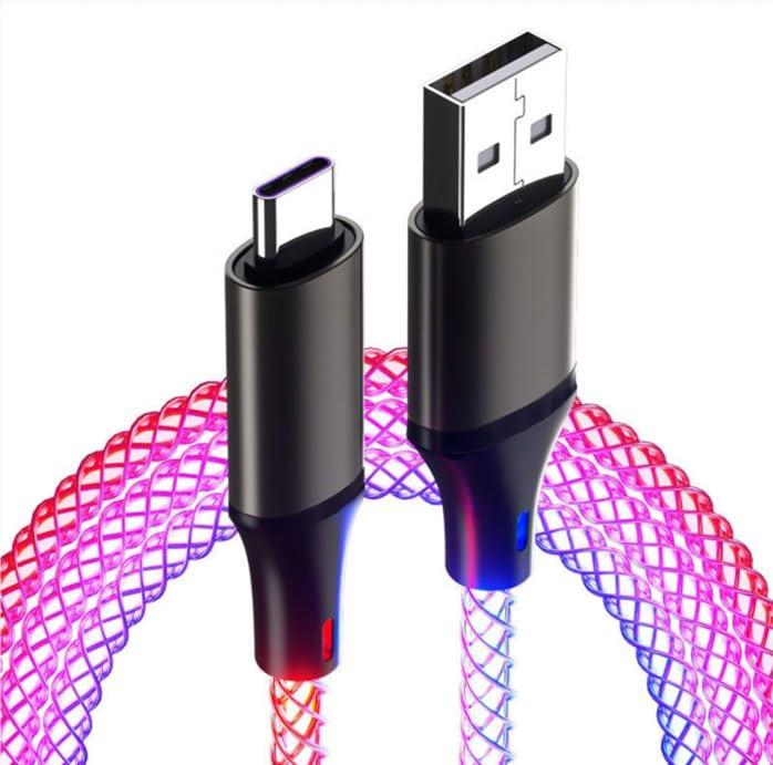 【Type-C USBケーブル 1M/1.5M/2M】RGBイルミネーションケーブル,充電ケーブル, スマホ充電, 高速充電対応, USBケーブル, マルチカラー発光光るケーブル：RGBイルミネーション機能搭載で、充電中に美しく光るUSBケーブルです。デザイン性：暗闇でも美しく光るRGBライトアップ効果で、デスクやゲーミング環境を演出します。使用場所：スマートフォン、パソコン、タブレット、コンセント、自動車、バイク等でUSB差込口に挿すだけでイルミネーションが点灯します。イルミネーション効果：充電時に自動的にRGBライトが点灯し、カラフルな光の演出を楽しめます。充電機能：スマートフォンやタブレットなどのUSB機器の充電に対応した高品質ケーブルです。ケーブルの長さは約1/1.5M/2Mからお選びいただけます。
