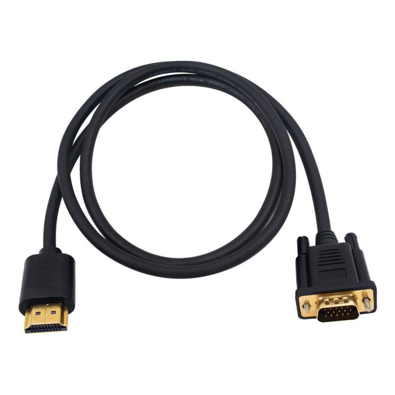 Duttek HDMI to VGA 変換ケーブル, HDMIオス to VGAオス変換アダプタケーブル 金メッキコネクター 音声転送 1080P (黒) 1m