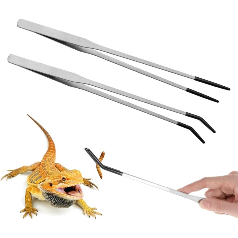 Rakuten - Kelain ロングピンセット ステンレス製 27cm 2本セット ストレート＆カーブ 爬虫類給餌 水槽 水草 掃除 園芸 手工芸