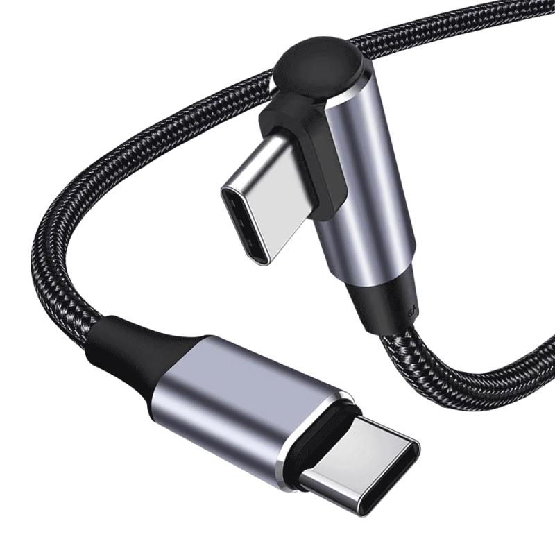 USB Type C ケーブル L字 100W/5A PD対応 QC 4.0急速充電 高速データ転送 E-Markチップ搭載 高耐久ナイロン編み Type c タイプC 充電ケーブル MacBook Pro、iPad Pro/Air、iPad mini