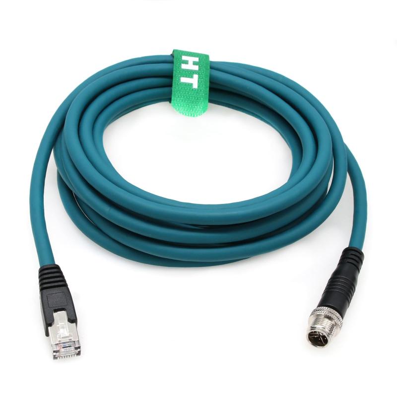 HangTon M12 イーサネット 8ピン Xコード RJ45 CAT-7e ケーブル Basler Cognex IS2000 7000 8000 工業用カメラセンサー (20メートル)