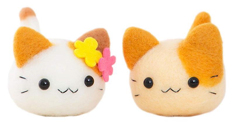 ハマナカ 羊毛フェルトキット marukoro アクレーヌまるころシリーズ なかよしにゃんころ みけ&amp;クッキー H441-527 ベージュ品番:H441-527仕様:羊毛フェルトキットデザイン:はっとりみどり色・柄:なかよしにゃんころ みけ&amp;クッキーセット内容:アクレーヌ、目、刺繍糸、お花、レシピ