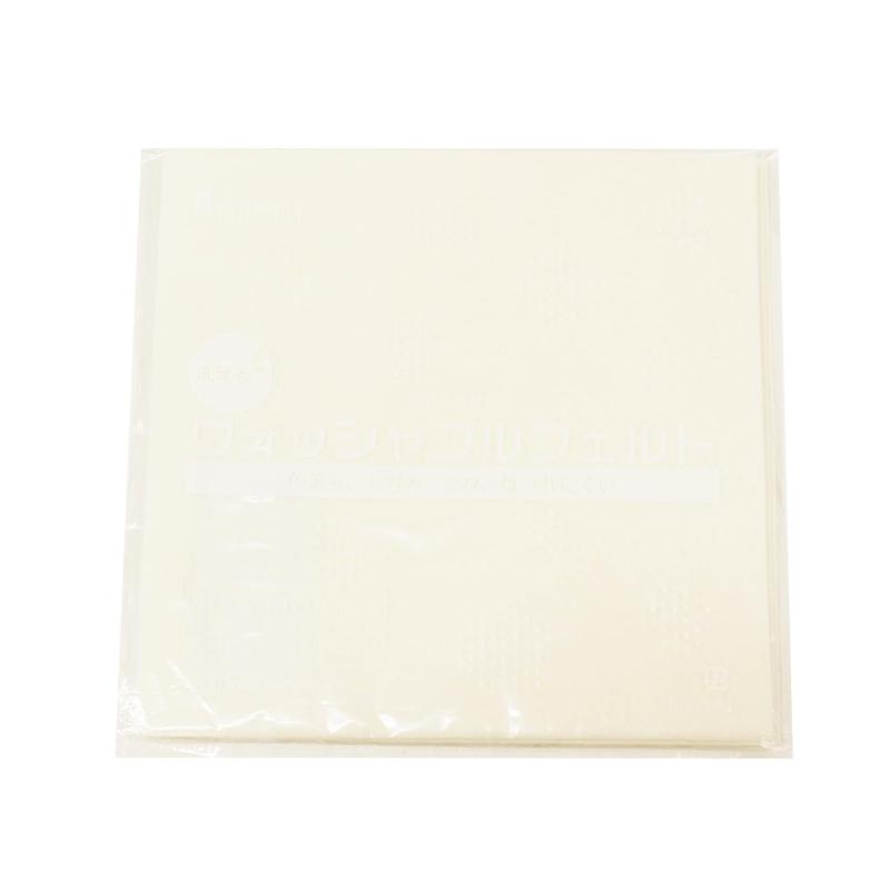 サンフェルト ウォッシャブルフェルト 18cm角 5枚入 col.100 SUN18WF-RN100従来のフェルト(ウール60%・レーヨン40%)では成し得なかった洗える素材のウォッシャブルフェルト縮みにくく、ほつれにくい色落ちもしにくく、シワになりにくいフェルトですサイズ：(約)W18×H18cm 厚さ：(約)1mm材質：ポリエステル100%5枚入り
