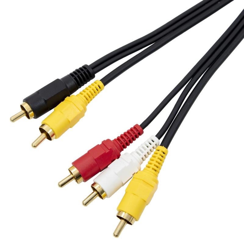 ビデオコード 2ピン - 3ピン RCA ケーブル 5m ゴールドプラグ 簡易包装 モノラル音声 の テレビ ビデオデッキ ゲーム機 など