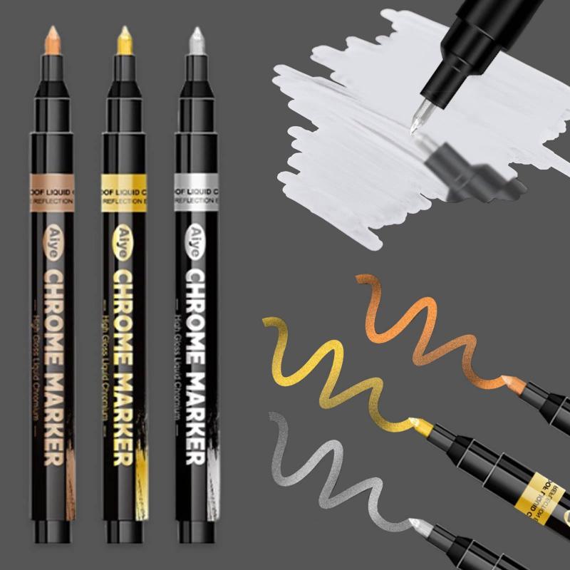 CHANJIF 3本セット 金銅銀 メッキペン 塗るだけ簡単メッキ仕上げ 1.0mm 強い光沢・鏡面効果 防水・耐摩耗 車・プラモデル・模型・工芸品DIY用