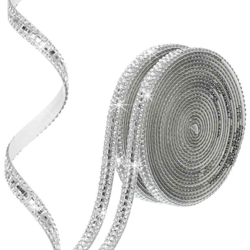 PATIKIL 0,3 pulgadas de ancho de 6 yardas de cinta de piedra lineal, 2 rollos de autoadhesivo de la cinta de piedra lineal de cristal de la cinta de pegamento de diamante gritadora, DIYA