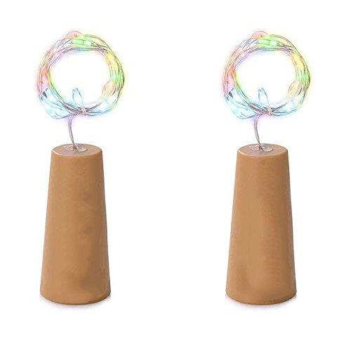KOYOKOMA 電池式 イルミネーションライト 2個セット コルク型 LED ワインボトル 瓶 装飾 バー クリスマス 店舗 インテリアBARやパーティ、クリスマス等の装飾におすすめなコルク型ボトルライト。ワインボトルなどに挿すだけで使えるコルク型のストリングライト。　ロマンティックな照明効果を醸し出しバーやパーティー等の装飾に最適です。銅線とLEDライトは防水仕様。　ボトルに水が入っていても水の中で光らせる事ができます。捨てられてしまうボトルも綺麗な飾りとして蘇る。ワイヤー長さ(約)：2m　LED間隔(約)：10cm　LED数：20