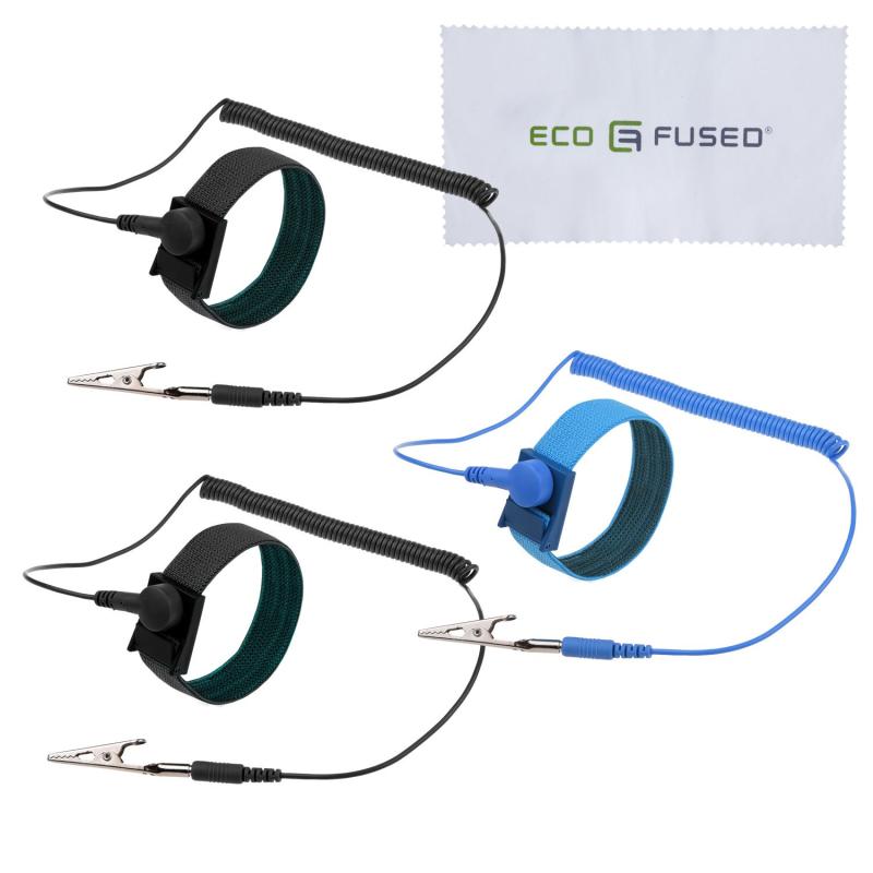 Anti Static Wrist Straps - 3 Pack - Reusable Anti-Static Wrist Straps Equipped with Grounding Wire and Alligator Clip - Enables