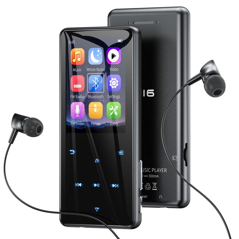 ODEJOI 64GB MP3プレーヤー Bluetooth 5.3搭載 ワイヤレス ポータブル音楽プレーヤー 白色ノイズ対応 スピーカー内蔵 ロスレス音質 2.4インチ大画面 金属ボディ FMラジオ／録音／シャッフル再生/電