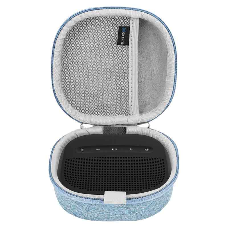 Geekria ハードシェルキャリングケース ボーズ Bose SoundLink Micro II Bluetoothスピーカー対応、ケーブル収納付きポータブルトラベルバッグ、キーチェーンフック付き保護ケース (ブルー)