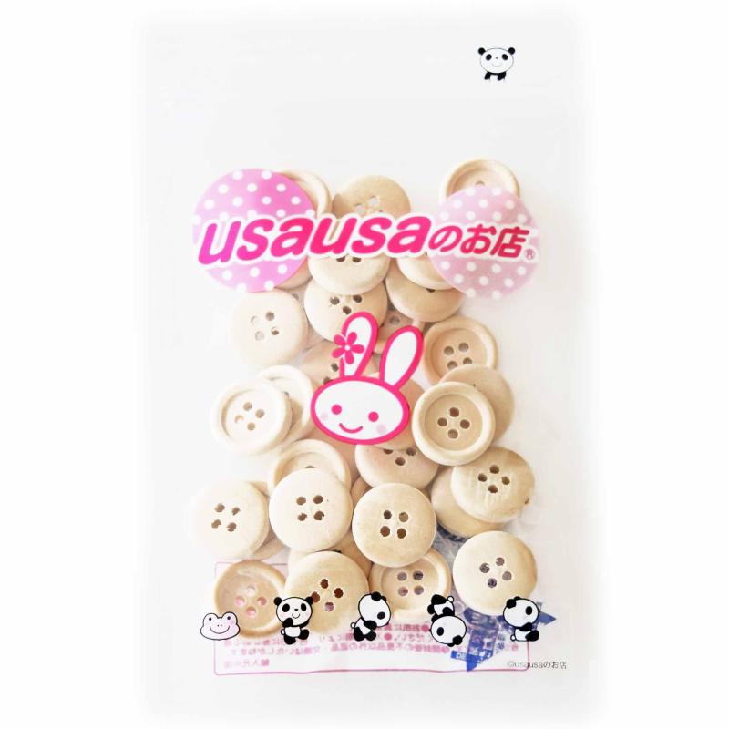 usausaのお店 ナチュラルウッドボタン 4ホール 18mm 30個セット ニスなし 白木 (126)