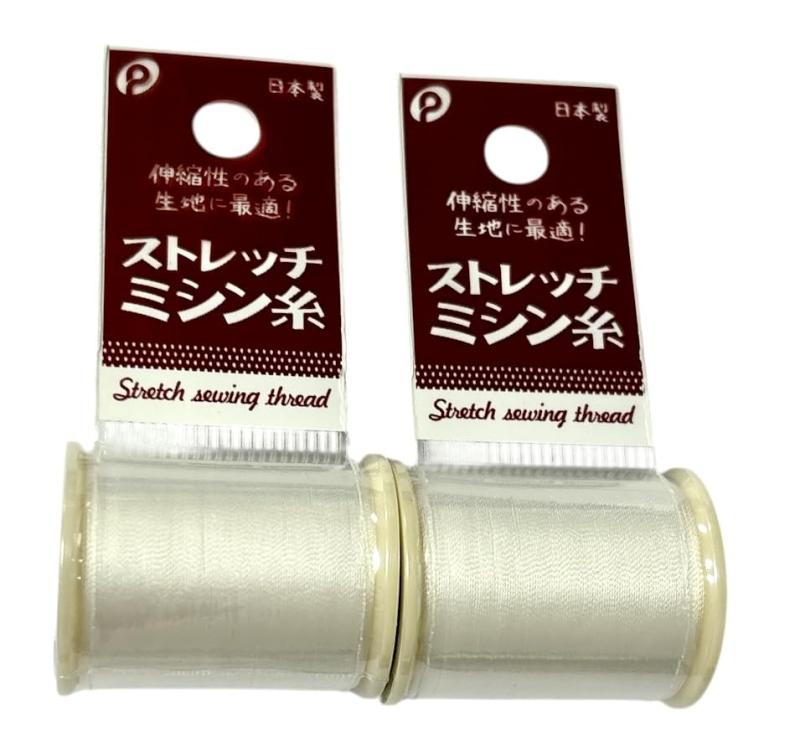 【2個セット】ストレッチミシン糸 白 40／3番 100m伸縮性のある生地に最適2個セット。内容：40/3番・約100m。材質：ナイロン100%。カラー：白。日本製。