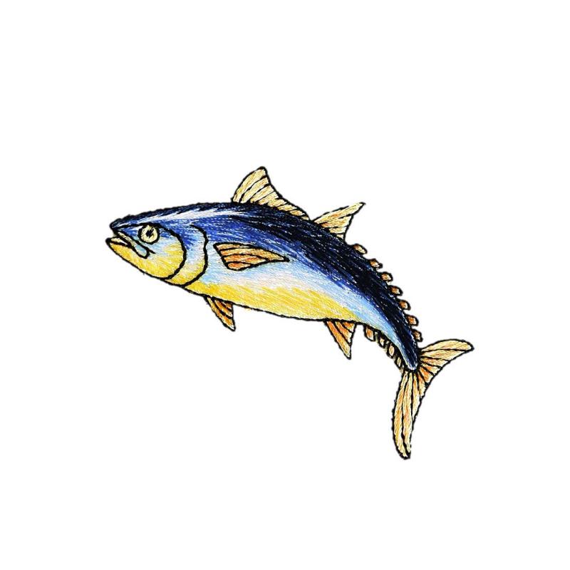 アイロンワッペン【まぐろ マグロ fish】アメリカ 刺繍 アップリケ 中素材：ポリエステル（アイロン接着ワッペン）輸入元国名：アメリカサイズ：H5XW8cm