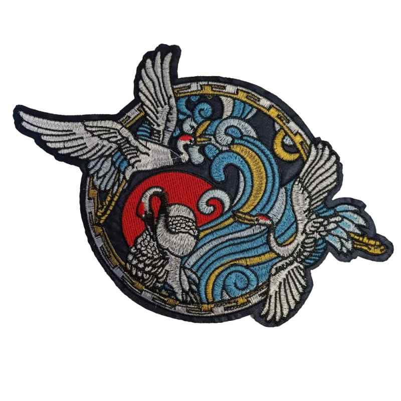 Rakuten - 鶴 ワッペン アイロン 刺繍 おしゃれ アップリケ 保育園 幼稚園 ライダースジャケット などの目印に使いやすい