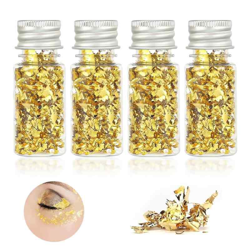 Kelain 金箔フレーク 金箔シート 4個セット 55×22mm 食用ではない 手芸用 金箔紙 超薄 特殊コーティング 破れにくい 工芸品 デコレーション 金粉 髪飾り ネイル アート DIY