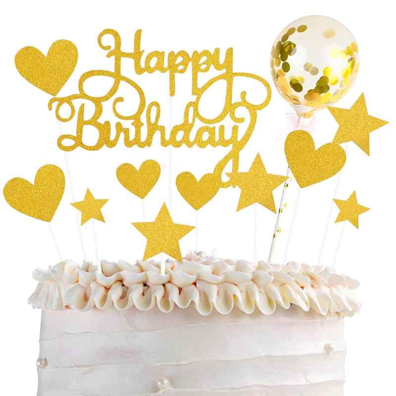 Paready ケーキトッパー 誕生日 ケーキ飾り 12点セット ケーキ挿入 カード Happy Birthday バースデーケーキ 飾り ハッピーバースデー ケーキデコレーション 装飾