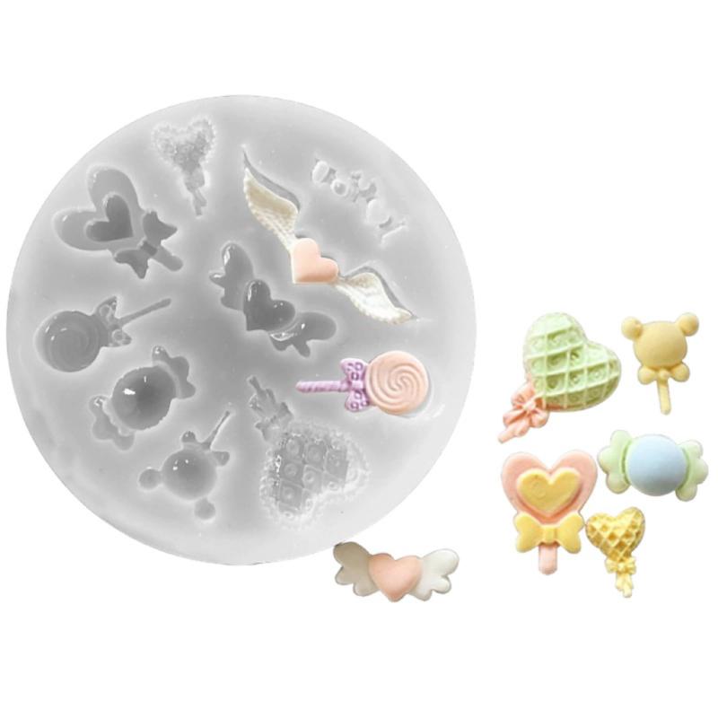 【シリコンモールドA0086】ウィングハート ロリポップキャンディ天使の羽 あめ デコパーツ 魔法の棒 ステッキ トレカケース トレカデコ デコレーション 推し活 レジン UVレジン エポキシ 樹とてもかわいいデコパーツが作れます。ミニチュアキャンディ【材質】シリコン樹脂【注意事項】完成品は付属しておりません。