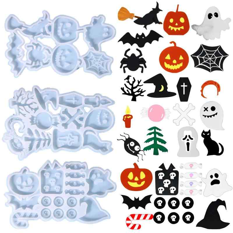 ハロウィン レジン モールド 3個セット 蜘蛛 おばけ 猫 コウモリ 魔女 スカル カボチャ シリコンモールド ハロウィン レジン 型 キーホルダー ネックレス ピアス ペンダント シリコン型 DIY 【ハロウィンレジン型】スカル、カボチャ、蜘蛛、おばけ、猫、コウモリ、魔女帽子などのデザインを揃っているシリコンモールドです。イヤリング、ネックレス、キーホルダーなどハロウィンペンダントが作ることができます。【素材】ハロウィンモールドは柔らかいシリコンで作られており、耐久性に優れます。柔軟性があるので、作品を綺麗に型から取り出すことができます。【使いやすく】お好みの色、ラメ、ホログラム、ドライフラワーなどパーツを封入して、自分だけのアクセサリーが作れます。初心者でもお手軽にお使いいただけます。【幅広い用途】ペンダント、アクセサリーだけでなく、uvレジン、エポキシ樹脂、粘土などの様々なハンドメイド作品にもご活用されます。完成品は友達や家族への贈り物としても最適です。【パッケージ】シリコンモールド3個セット(完成品は付属しておりません)。詳しいサイズは写真を参考してください。
