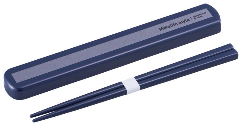 OSK 引フタ箸箱セット メタリックスタイル ネイビー HS-16色:ネイビーサイズ:20.6×3×高さ1.4cm、(箸)長さ19.5cm商品重量:0.06 キログラム