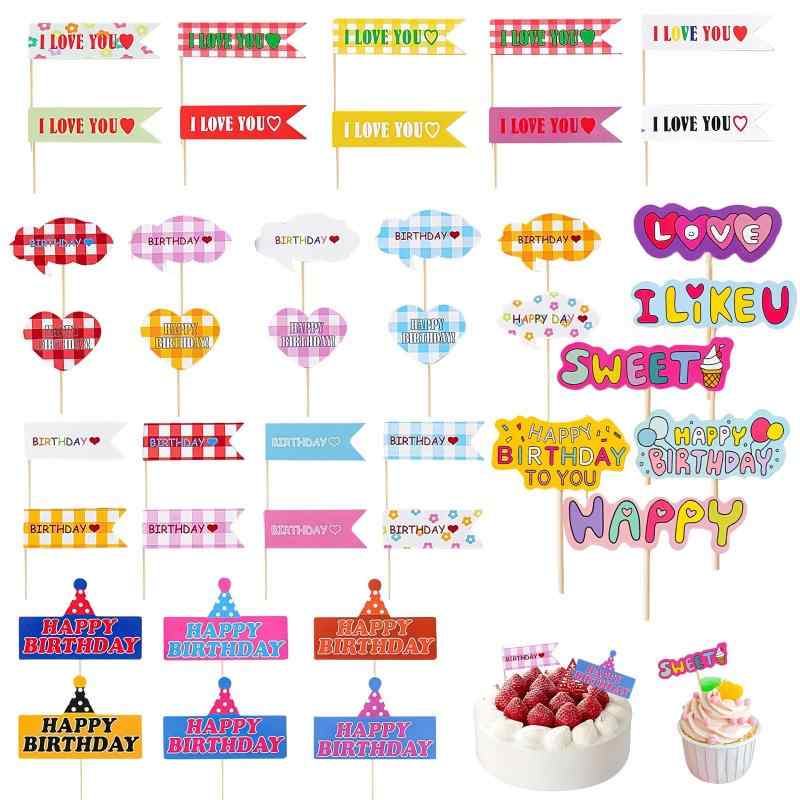 Getrays ケーキトッパー 40個セット ケーキ挿入カード